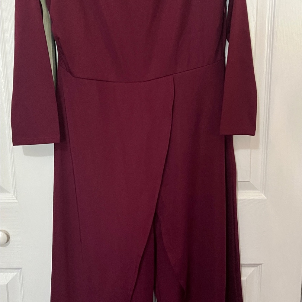 NWOT Elegant Wine Long Sleeve Jumpsuit - Picture 5 of 9